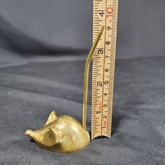 VTG Solid Brass Mouse Note Spike Mid Century Canadian Brass Desk Paper Spike Whi - Picture 9 of 9